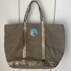 ヴァネッサブリューノ スパンコール トートバッグ カーキ ゴールド キャンバス