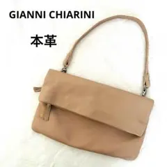 ジャンニキャリーニ　レザーワンショルダーバッグ　本革　ピンクベージュ　イタリア