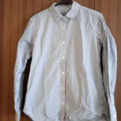 青と白のストライプ コットンシャツ M