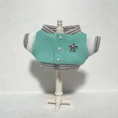 10cm、11cm ぬい 服 スタジャン ブルゾン　ミント×白袖