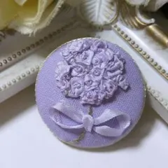 くるみボタン刺繍　ブローチ　ヘアゴム　あじさい