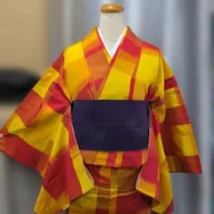 1ー23 黄色と赤の紬です