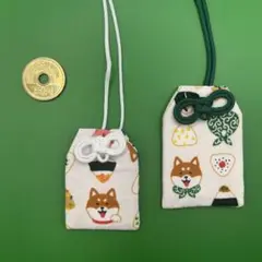 柴犬 のり巻き柄 お守り袋 （中1ミニ1個）