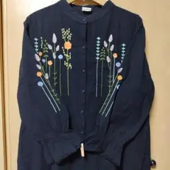 fillil フィリル 花刺繍 前開き ロングワンピース