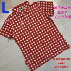 ルコックスポルティフ　ゴルフ　レディース　チェック　鹿の子　半袖　ポロシャツ　L