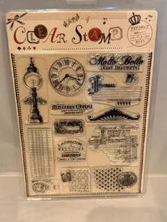 b[新品] clear stamp クリアスタンプ　時計 clock 9382