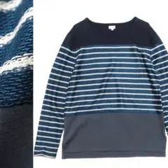 美品◎Paul Smith　異素材ミックス ニットボーダー柄カットソー