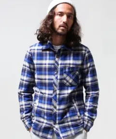 【ナノユニバース×西川ダウン】ネルシャツの青