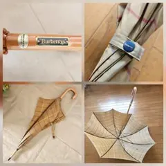 ヴィンテージ　バーバリーズ　Burberrys　長傘　木製　チェック柄　レトロ