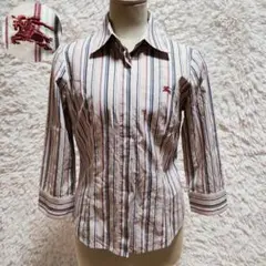 大人気　バーバリーロンドン　長袖シャツ　ストライプ　ノバチェック　L　40