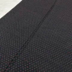 真綿紬 裄66 十字絣 黒地に赤の絣 着物 正絹 袷 広衿 RK-6268