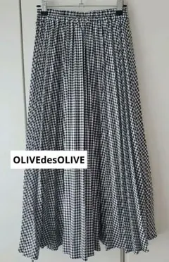 OLIVEdesOLIVE　ギンガムチェック　プリーツスカート　総ゴム　美品