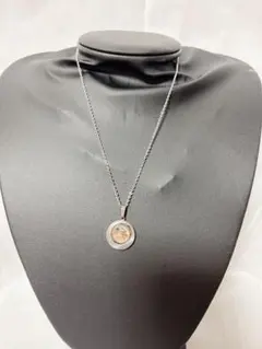 シルバー カラーストーン 円形ペンダント ネックレス