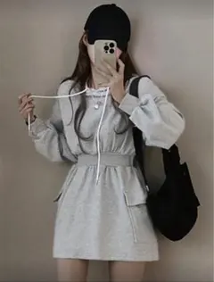 パーカーワンピース ひざ丈ワンピース