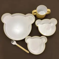 《未使用品》tak. キッズ食器セット くま イエロー