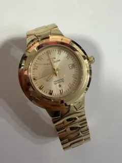 TECHNOS テクノス ゴールド 腕時計 タングステン サファイア　不動