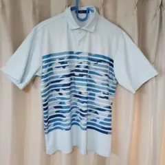 crocodile sports ポロシャツ L 水色 ストライプ