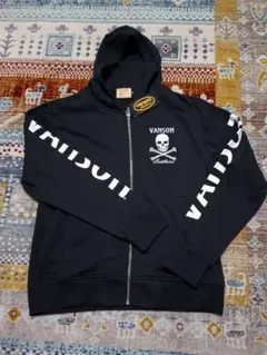 VANSON ★バンソン★ブラックジッパー付きパーカー XL