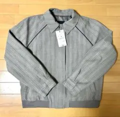 (新品 未着用 タグ付き)【ZARA ザラ】ストライプボンバージャケット グレーのサムネイル