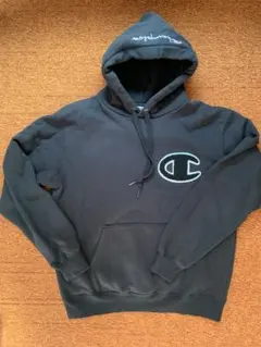 Champion ブラック フード付きパーカー X-LARGE
