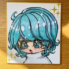 オリジナルイラスト 【エメラルド】 ミニ色紙 手描き イラスト 原画