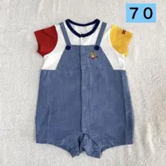 ミキハウス ホットビスケッツ ロンパース 70 半袖 重ね着風