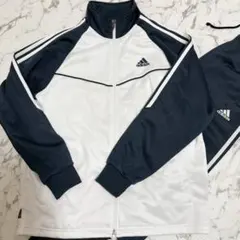 adidas トラックジャケット セットアップ ネイビー×白 S