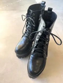 レースアップ　厚底ヒール ブーツ ロリータ コスプレ 袴 22.5〜23.0