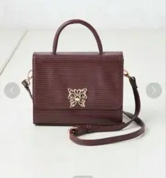 バーガンディ 合成皮革 ショルダーバッグ