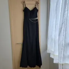 黒 グリッター スリット入り ロングドレス M