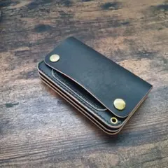 【丘染め　ブラック】　ミドルトラッカーウォレット