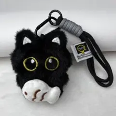 黒猫デザインのファーキーホルダーfg