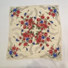 used vintage Flower scarf 花束　クリーム色