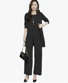 ブラックパンツセットアップ　フォーマル　　XLサイズ　3点セット