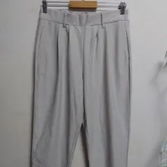 ベージュ ストレッチ 裏起毛カジュアルパンツ タック入り