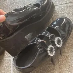 厚底 ビジュー付き ダブルストラップ ローファーのサムネイル
