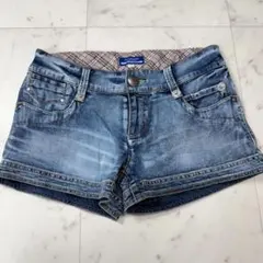 バーバリーブルーレーベル デニムショートパンツ ノバチェック ホースロゴ 38