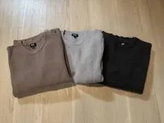 ウォッシャブルミラノリブクルーネックセーター　ネイビー サイズM 3色セット