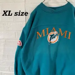 専用 NFL マイアミドルフィンズ 90sデカロゴスウェット ターコイズ