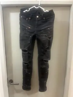 PURPLE BRAND ブラック ダメージデニム W29 タグ付き - メルカリ