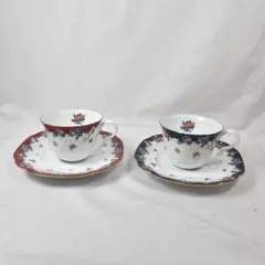 【未使用・箱付】KENZO ケンゾー ペア ティーカップ＆ソーサー 花柄 金縁