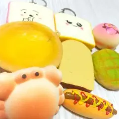 パン系スポンジスクイーズキーホルダー8点まとめ売りセット低反発高反発