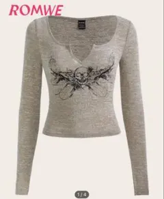 SHEIN y2k トップス 長袖 カーキ グランジ