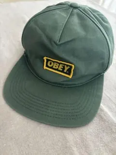 OBEY グリーン フラットブリムキャップ