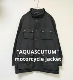 デザイン◎ AQUASCUTUM チェック柄モーターサイクルジャケット