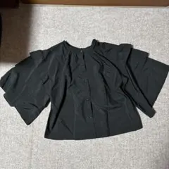 黒 ブラウス フリル 冠婚葬祭 オフィス