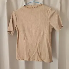 GU ベージュ リブ編み Tシャツ 半袖