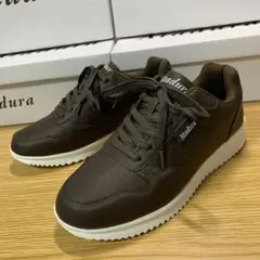 新品★メンズ★24.5cm★撥水 軽量フェイクレザースニーカー 焦茶色 2307