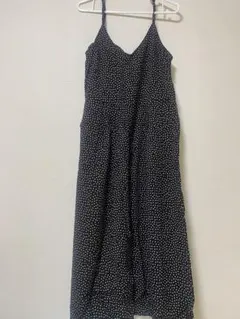 サロペット ドット柄 ワイド 普段着 お出かけ 黒