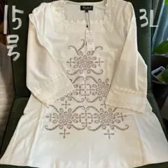 新品未使用　MalaAni 刺繍入り五分袖チュニック 15号 QVC
